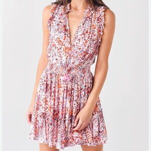 Poupette St Barth Triny Mini Dress in Pink Murrina Ruffle Size XS